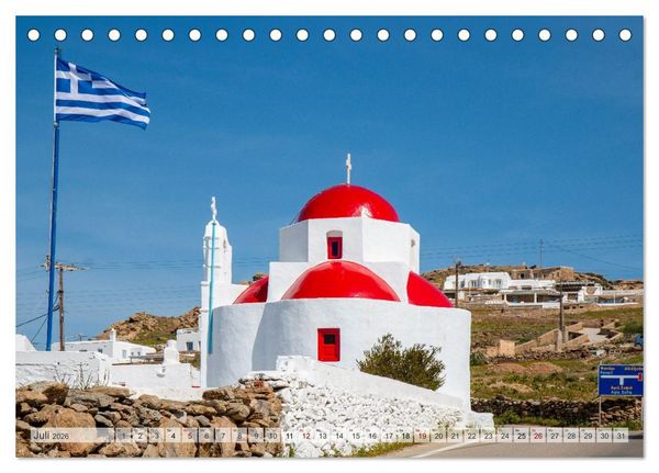 Produktbild: Mykonos - Natur, Meer und wei&szlig;e W&auml;nde (Tischkalender 2026 DIN A5 quer), CALVENDO Monatskalender