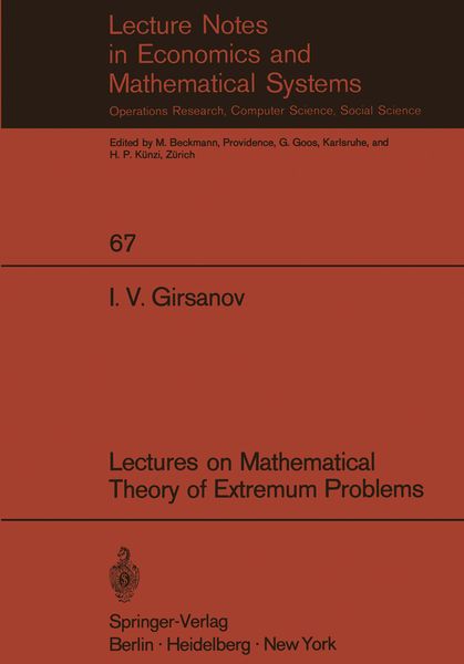 Produktbild: Lectures on Mathematical Theory of Extremum Problems