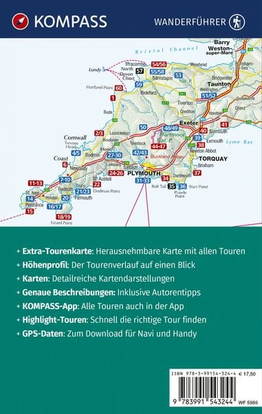 Produktbild: KOMPASS Wanderf&uuml;hrer Cornwall und Devon, 60 Touren mit Extra-Tourenkarte