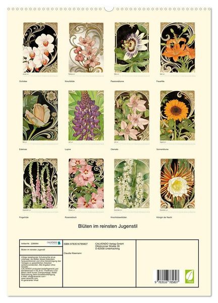 Produktbild: Bl&uuml;ten im reinsten Jugenstil (hochwertiger Premium Wandkalender 2027 DIN A2 hoch), Kunstdruck in Hochglanz