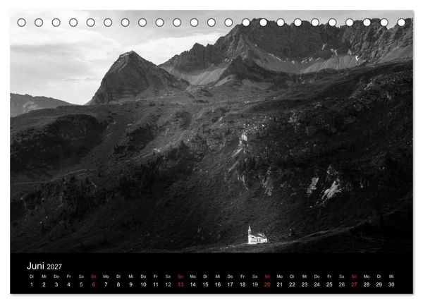 Produktbild: BERGE IN SCHWARZ WEISS (Tischkalender 2027 DIN A5 quer), CALVENDO Monatskalender