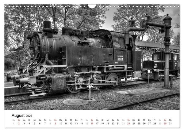 Produktbild: Unter Dampf - Eisenbahnromantik in schwarz-wei&szlig; (Wandkalender 2026 DIN A3 quer), CALVENDO Monatskalender