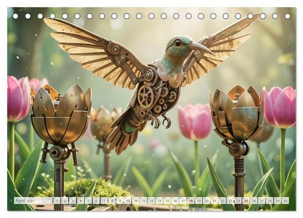 Produktbild: Der Garten der stillen Zahnr&auml;der - Ein Jahr zwischen Bl&uuml;ten, Mechanik und leiser Magie (Tischkalender 2027 DIN A5 quer), CALVENDO Monatskalender