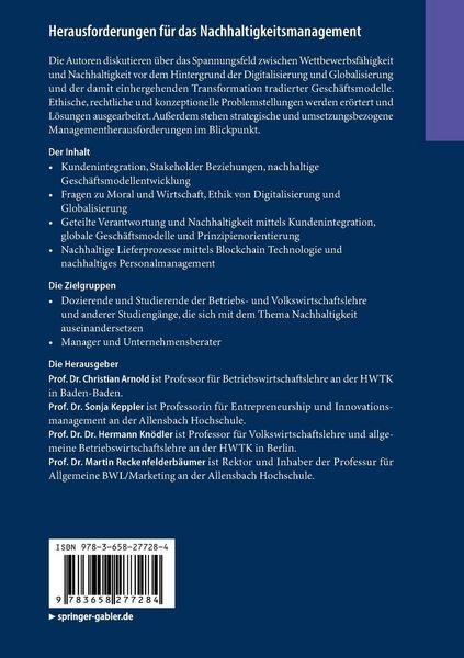 Produktbild: Herausforderungen f&uuml;r das Nachhaltigkeitsmanagement