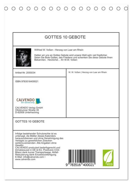 Produktbild: GOTTES 10 GEBOTE (Tischkalender 2026 DIN A5 hoch), CALVENDO Monatskalender