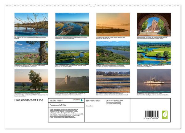 Produktbild: Flusslandschaft Elbe (hochwertiger Premium Wandkalender 2026 DIN A2 quer), Kunstdruck in Hochglanz