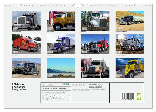 Produktbild: US-Trucks. Faszination Langhauber (Wandkalender 2026 DIN A3 quer), CALVENDO Monatskalender