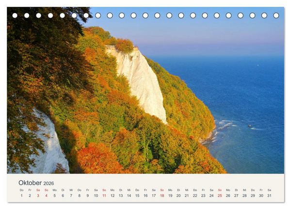 Produktbild: Sassnitz und die Kreidek&uuml;ste - Herbstimpressionen vom Hochuferweg Jasmund (Tischkalender 2026 DIN A5 quer), CALVENDO Monatskalender