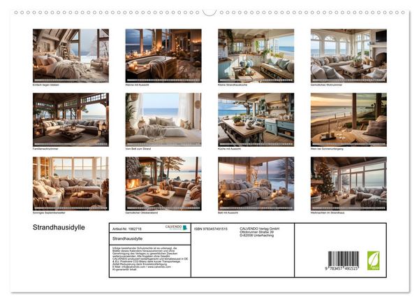 Produktbild: Strandhausidylle (hochwertiger Premium Wandkalender 2026 DIN A2 quer), Kunstdruck in Hochglanz