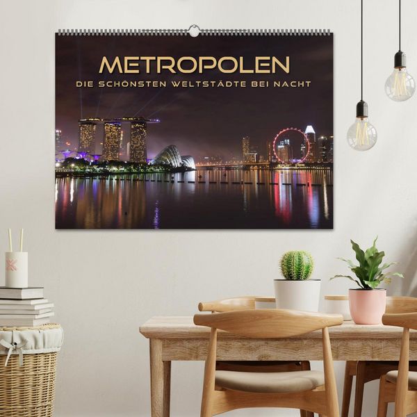 Produktbild: METROPOLEN - die sch&ouml;nsten Weltst&auml;dte bei Nacht (Wandkalender 2026 DIN A2 quer), CALVENDO Monatskalender