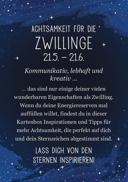 Produktbild: Achtsamkeit f&uuml;r die Zwillinge