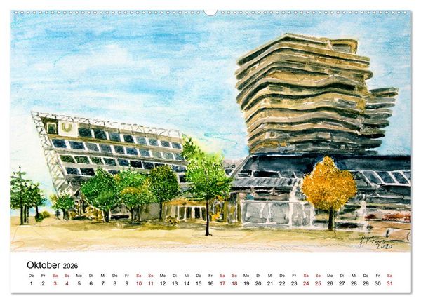 Produktbild: Hamburg in stillen Aquarellen (Wandkalender 2026 DIN A2 quer), CALVENDO Monatskalender