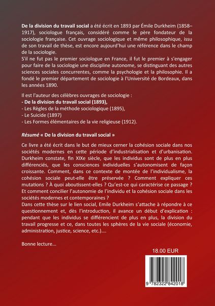 Produktbild: De la division du travail social