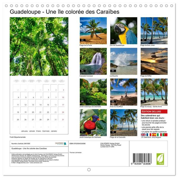 Produktbild: Guadeloupe - Une &icirc;le color&eacute;e des Cara&iuml;bes (Calendrier mural carr&eacute; 2027 30x30 cm) Calendrier double avec une page pour vos prises de notes