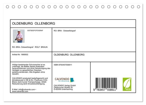 Produktbild: OLDENBURG OLLENBORG (Tischkalender 2026 DIN A5 quer), CALVENDO Monatskalender