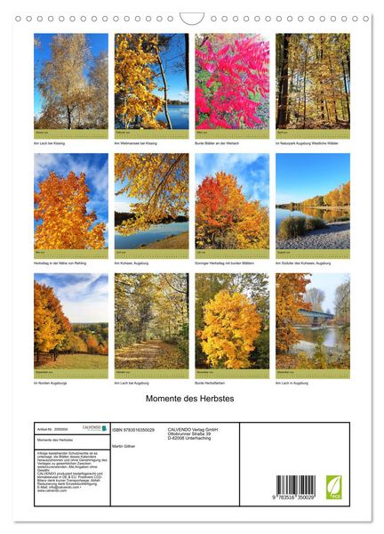 Produktbild: Momente des Herbstes (Wandkalender 2026 DIN A3 hoch), CALVENDO Monatskalender