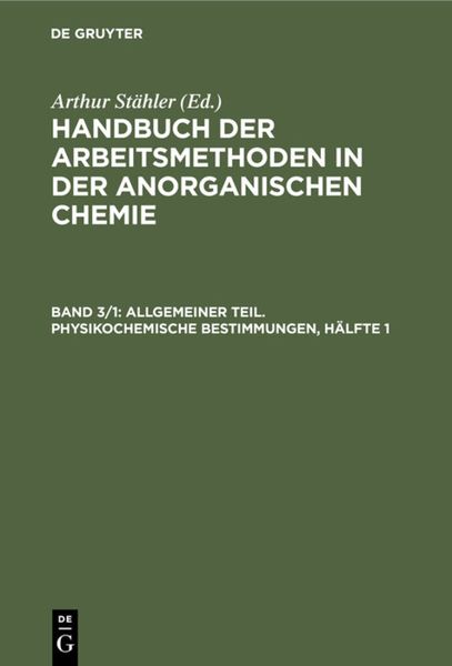 Produktbild: Allgemeiner Teil. Physikochemische Bestimmungen, H&auml;lfte 1