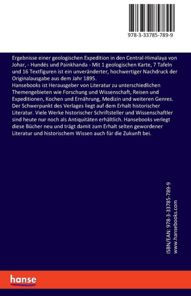 Produktbild: Ergebnisse einer geologischen Expedition in den Central-Himalaya von Johar,