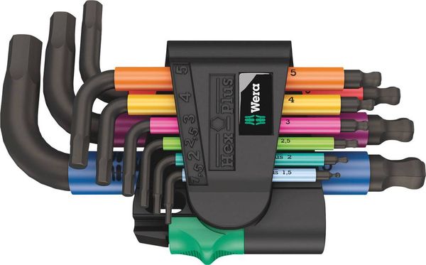 Wera 950/9 Hex-Plus Multicolour 2 Innen-Sechskant Winkelschraubendreher-Set 1.5 mm, 2 mm, 2.5 mm, 3 mm, 4 mm, 5 mm, 6 mm