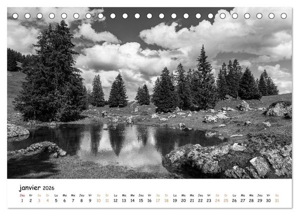 Produktbild: Terres de contraste &ndash; Une ann&eacute;e en monochrome (Calendrier de bureau 2026 DIN A5 vertical), CALVENDO calendrier mensuel