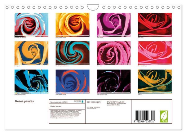 Produktbild: Roses peintes (Calendrier mural 2026 DIN A4 vertical), CALVENDO calendrier mensuel