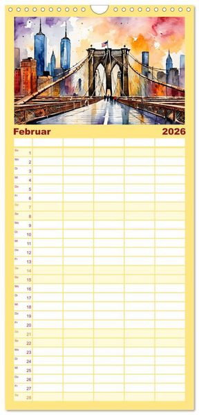 Produktbild: Familienplaner 2026 - Sightseeing New York mit 5 Spalten (Wandkalender, 21 x 45 cm) CALVENDO