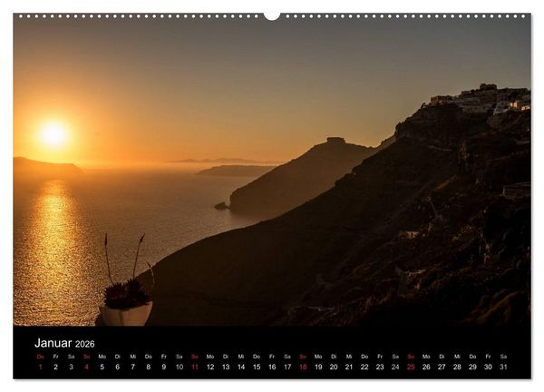 Produktbild: Santorin Trauminsel (hochwertiger Premium Wandkalender 2026 DIN A2 quer), Kunstdruck in Hochglanz