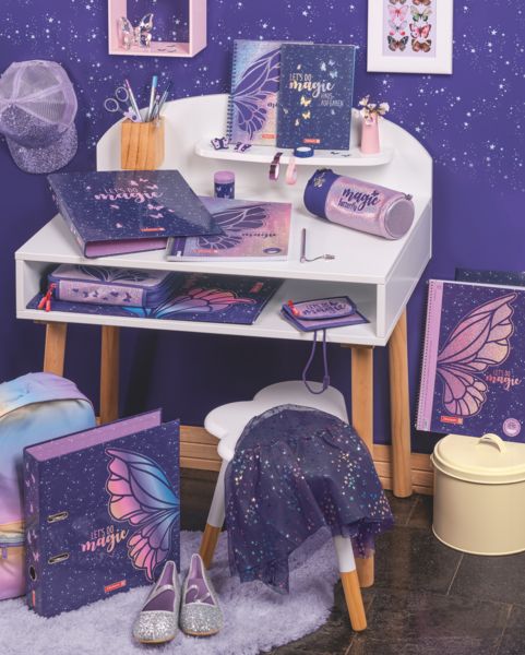 Produktbild: Brunnen Hausaufgabenheft Magic Butterfly &brvbar; A5, 48 Blatt, rosarot/lila