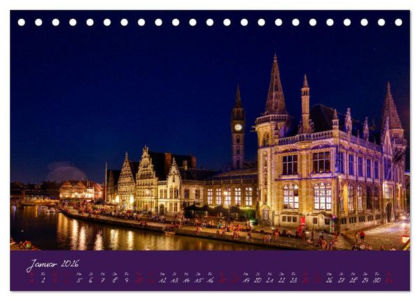 Produktbild: Br&uuml;gge und Gent im Zwielicht (Tischkalender 2026 DIN A5 quer), CALVENDO Monatskalender