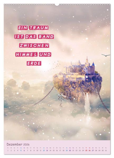 Produktbild: Traum Spruchkalender - Artwork (hochwertiger Premium Wandkalender 2026 DIN A2 hoch), Kunstdruck in Hochglanz