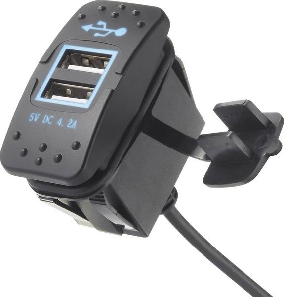 Produktbild: Dual USB Ladeger&auml;t Steckdose 4,2A blau Buchse, Einbau TC-9070408 TRU COMPONENTS Inhalt: 1 St.