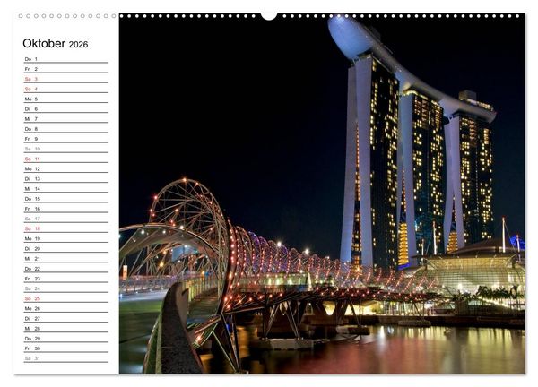 Produktbild: Singapur - Die Farben der Nacht (hochwertiger Premium Wandkalender 2026 DIN A2 quer), Kunstdruck in Hochglanz
