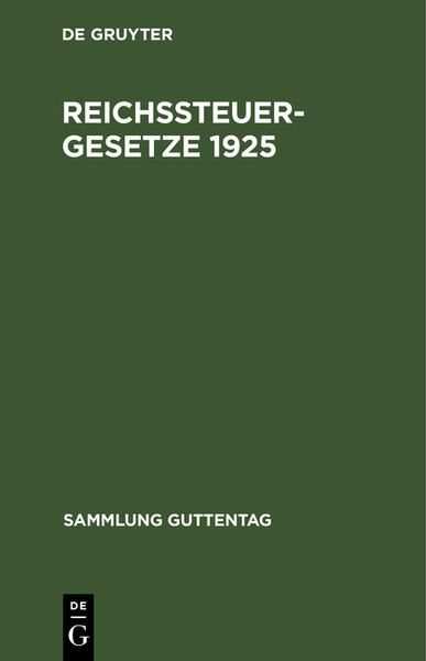 Produktbild: Reichssteuergesetze 1925