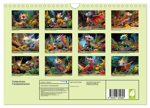 Produktbild: Farbenfrohe Fantasiedrachen (Wandkalender 2026 DIN A4 quer), CALVENDO Monatskalender