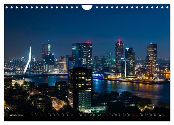 Produktbild: Rotterdam bei Nacht (Wandkalender 2026 DIN A4 quer), CALVENDO Monatskalender
