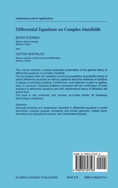 Produktbild: Differential Equations on Complex Manifolds