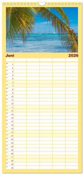 Produktbild: Familienplaner 2026 - Karibik Traum Isla Saona mit 5 Spalten (Wandkalender, 21 x 45 cm) CALVENDO
