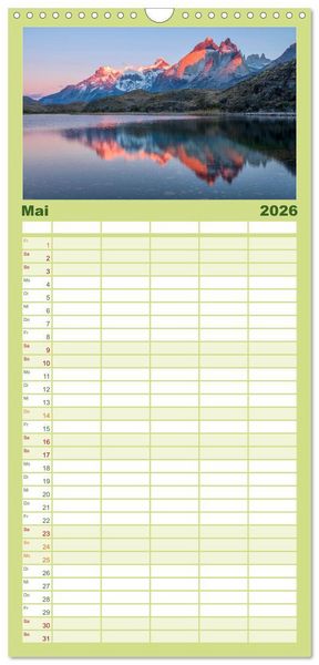 Produktbild: Familienplaner 2026 - Magie dieses S&uuml;damerikanischen Landes, Chile mit 5 Spalten (Wandkalender, 21 x 45 cm) CALVENDO