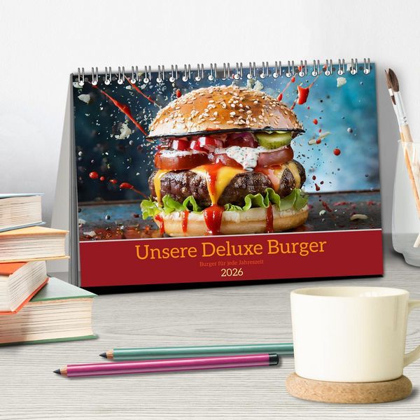 Produktbild: Unsere Burger Deluxe (Tischkalender 2026 DIN A5 quer), CALVENDO Monatskalender