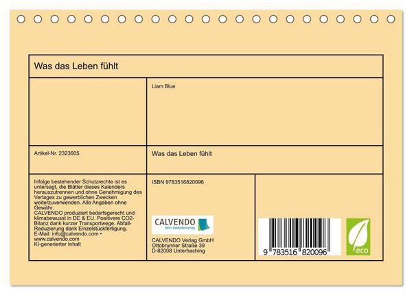 Produktbild: Was das Leben f&uuml;hlt (Tischkalender 2027 DIN A5 quer), CALVENDO Monatskalender