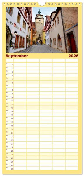 Produktbild: Familienplaner 2026 - Erlebe mit mir Rothenburg ob der Tauber mit 5 Spalten (Wandkalender, 21 x 45 cm) CALVENDO