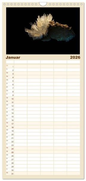 Produktbild: Familienplaner 2026 - MINERALIEN designed by nature mit 5 Spalten (Wandkalender, 21 x 45 cm) CALVENDO