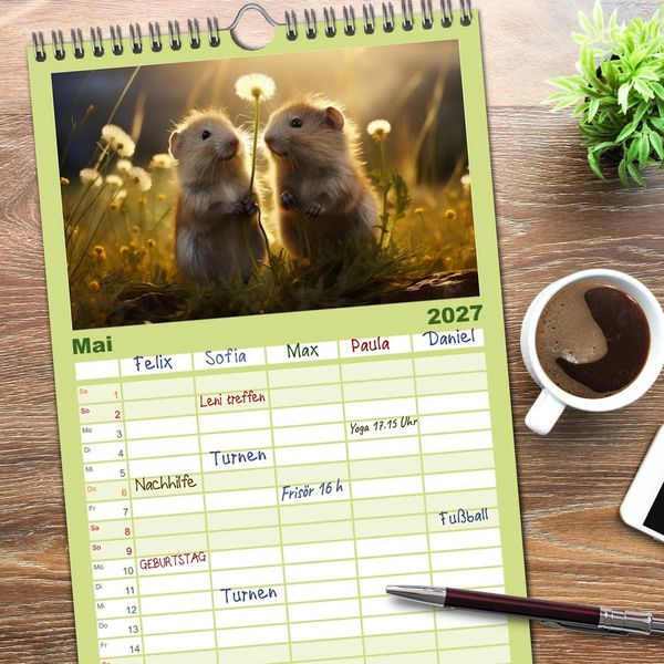 Produktbild: Familienplaner 2027 - Nach Art der Lemminge mit 5 Spalten (Wandkalender, 21 x 45 cm) CALVENDO
