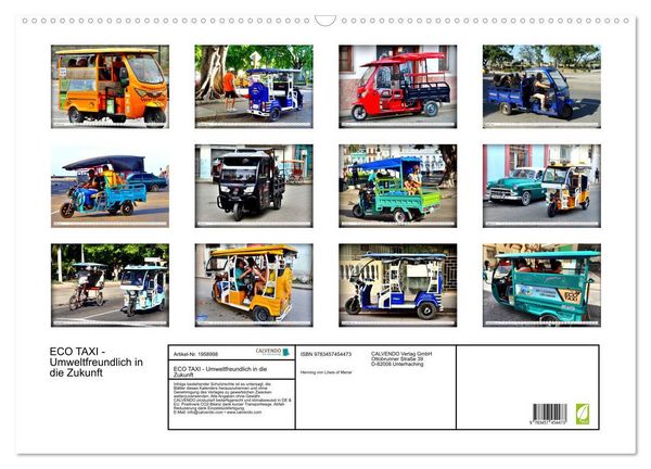 Produktbild: ECO TAXI - Umweltfreundlich in die Zukunft (Wandkalender 2026 DIN A2 quer), CALVENDO Monatskalender