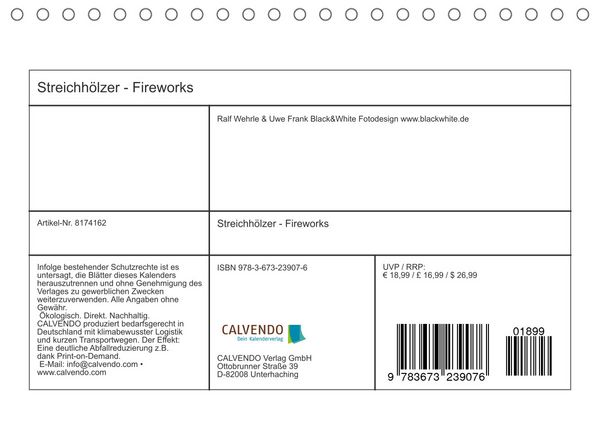 Produktbild: Streichh&ouml;lzer - Fireworks (Tischkalender 2022 DIN A5 quer)