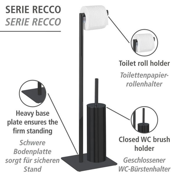 Produktbild: Stand WC-Garnitur Mod. Recco Schwarz, aus lackiertem Stahl