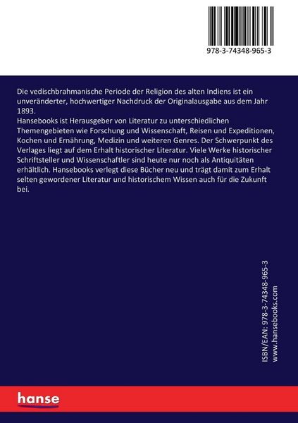 Produktbild: Die vedischbrahmanische Periode der Religion des alten Indiens