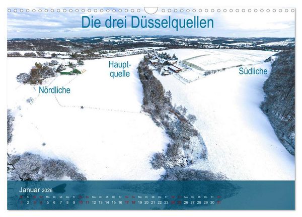 Produktbild: Die D&uuml;ssel von den Quellen bis zu den M&uuml;ndungen (Wandkalender 2026 DIN A3 quer), CALVENDO Monatskalender