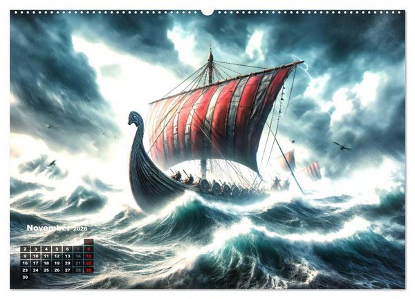 Produktbild: Wikinger - Ein Jahr im Leben der Nordm&auml;nner (hochwertiger Premium Wandkalender 2026 DIN A2 quer), Kunstdruck in Hochglanz