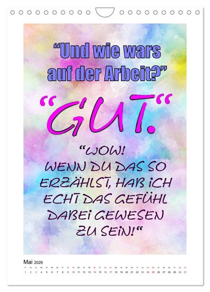 Produktbild: Humor und Ironie. Lustige Spr&uuml;che (Wandkalender 2026 DIN A4 hoch), CALVENDO Monatskalender